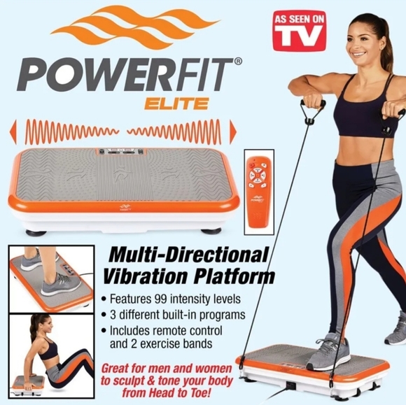 Powerfit Elite Deluxe Vibration Plate Exercise Machine w/ Resistance Bands - Picture 1 of 12